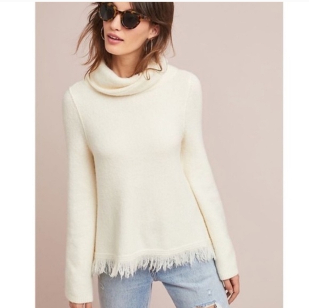 Anthropologie Akemi + Kin Cowl Neck Fringe Sweater